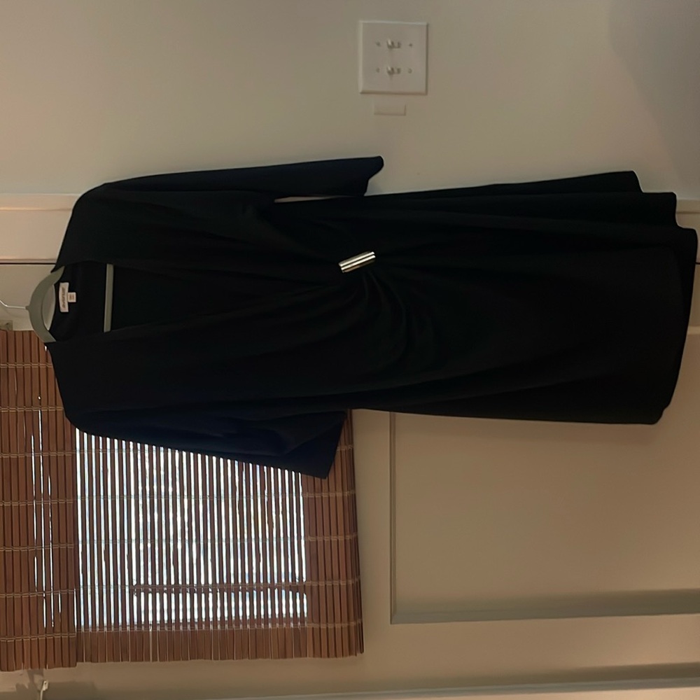 Black wrap dress with gold details